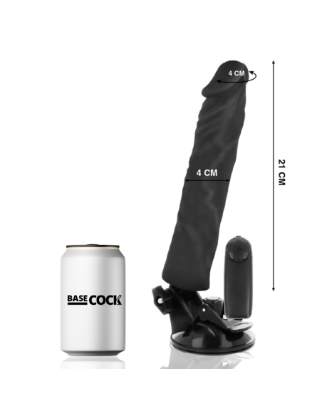 BASECOCK - REALISTISCHER VIBRATOR MIT FERNBEDIENUNG SCHWARZ 21 CM -O- 4 CM 6 