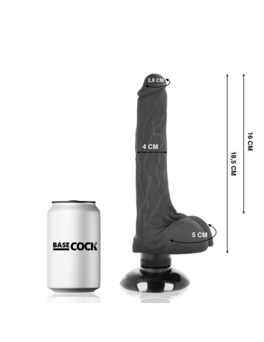 BASECOCK - VIBRATEUR RÉALISTE 2-1 NOIR 18.5 CM -O- 4 CM 7 