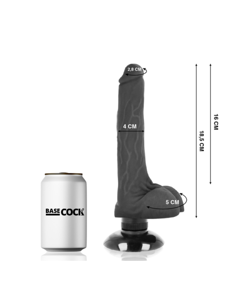 BASECOCK - VIBRATORE REALISTICO BASECOCK 2-1 NERO 18.5 CM -O- 4 CM 7 