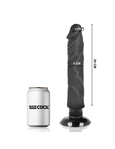 BASECOCK - VIBRATEUR RÉALISTE 2-1 NOIR 20 CM -O- 4 CM 7 