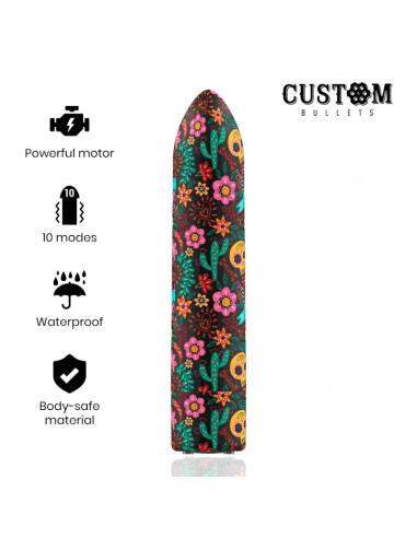 CUSTOM BULLETS - FLORAL RECHARGEABLE BULLET 10 INTENSITIES 6 