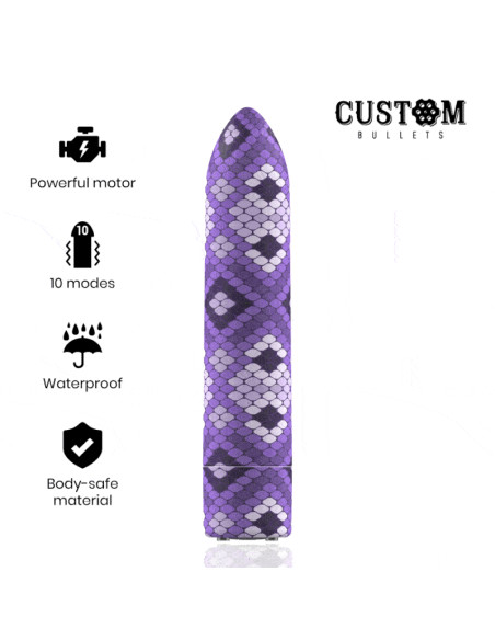 CUSTOM BULLETS - RECHARGEABLE SNAKE PURPLE MAGNETIC BULLET 10V 6 