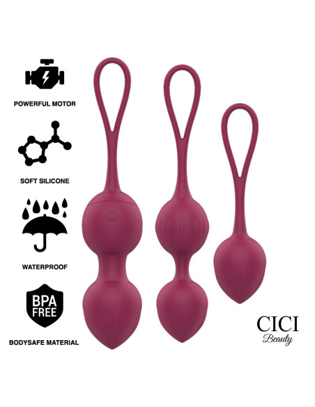 CICI BEAUTY - PREMIUM SILICONE 3 PERLES DE KEGEL VIBRANTES TÉLÉCOMMANDE 6 