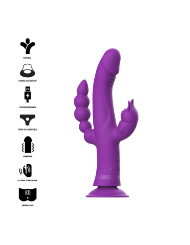 INTENSE - VIBRATEUR EN SILICONE CASANOVA RABBIT TRIPLE MOTEUR VIOLET 7 