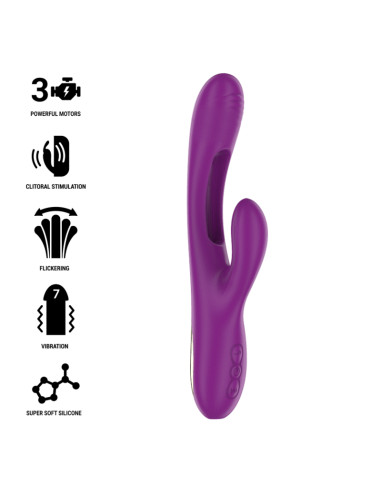 INTENSE - APOLO WIEDERAUFLADBARER MULTIFUNKTIONSVIBRATOR 7 VIBRATIONEN MIT LILA SCHWINGENDER ZUNGE 8 