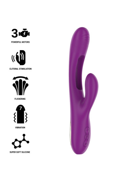 INTENSE - APOLO WIEDERAUFLADBARER MULTIFUNKTIONSVIBRATOR 7 VIBRATIONEN MIT LILA SCHWINGENDER ZUNGE 8 