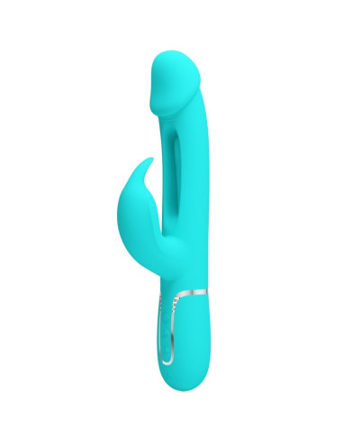 PRETTY LOVE - KAMPAS RABBIT 3 IN 1 MULTIFUNCTION VIBRATOR WITH TONGUE AQUA GREEN 11 