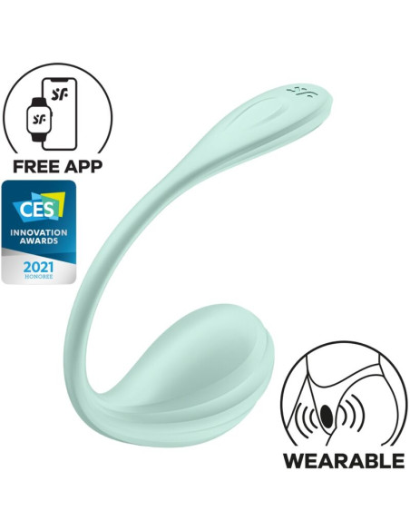 SATISFYER - STIMOLATORE PUNTO G PETALE LISCIO VERDE ACQUA APP GRATUITA 6 