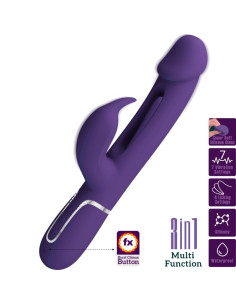 PRETTY LOVE - VIBRATORE MULTIFUNZIONE KAMPAS RABBIT 3 IN 1 CON LINGUA VIOLA 9 