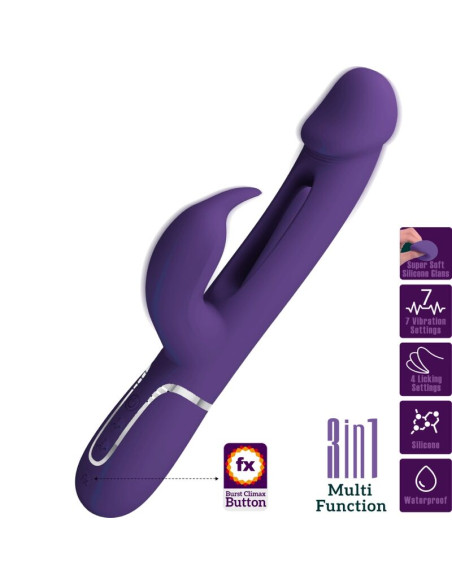 PRETTY LOVE - VIBRATEUR MULTIFONCTION 3 EN 1 KAMPAS RABBIT AVEC LANGUE VIOLET 9 