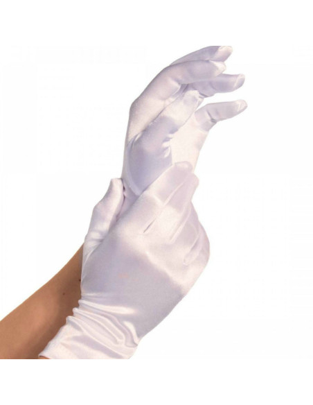 LEG AVENUE - SATIN GLOVES WHITE 1 