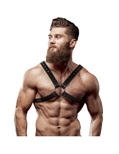 FETISH SUBMISSIVE ATTITUDE - MEN'S CROSS CHEST ECO-LEATHER HARNESS 4 