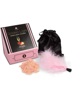 SECRETPLAY - KIT LUCE DORATA POLVERE E PIUMA ALIMENTARE FRIZZANTE ALLA FRAGOLA 3 