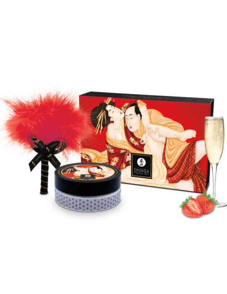 SHUNGA - STRAWBERRY EDIBLE MASSAGE POWDER KIT 4 