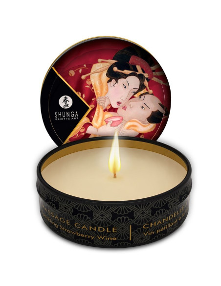 SHUNGA - MINI CARESS BY CANDELIGHT STRAWBERRIES AND CAVA MASSAGE CANDLE 30 ML 1 