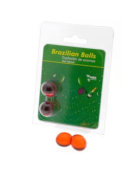 TALOKA - 2 BRAZILIAN BALLS STRAWBERRIES & CHAMPAGNE INTIMATE GEL 1 