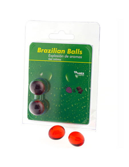 TALOKA - 2 BRAZILIAN BALLS STRAWBERRY & CHOCOLATE INTIMATE GEL 1 