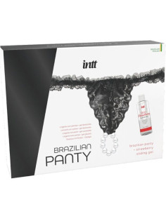 INTT RELEASES - SLIP NERO BRASILIANO CON PERLE E GEL LUBRIFICANTE 50 ML 4 