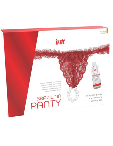 INTT RELEASES - CULOTTE ROUGE BRÉSILIENNE AVEC PERLES ET GEL LUBRIFIANT 50 ML 3 