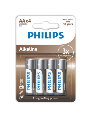 PHILIPS - PILES ALCALINES AA LR6 PACK 4 1 