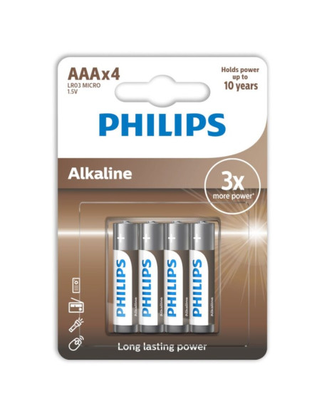 PHILIPS - PILE ALCALINE AAA LR03 PAQUET DE 4 1 