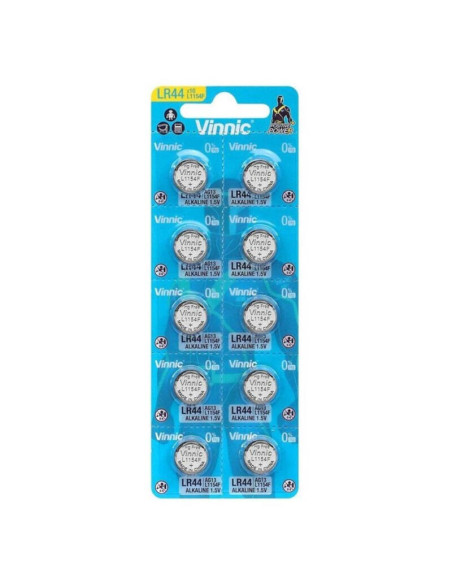 VINNIC - ALKALINE BUTTON BATTERY AG13 L1154F LR44 BLISTER*10 1 