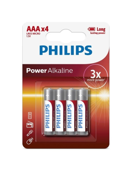 PHILIPS - PILE POWER ALCALINE AAA LR03 PAQUET DE 4 2 