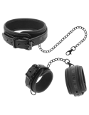 FETISH SUBMISSIVE - VEGAN LEATHER NECKLACE AND HANDCUFFS WITH NOPRENE LINING 10 