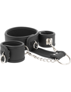 FETISH SUBMISSIVE - VEGAN LEATHER NECKLACE AND HANDCUFFS WITH NOPRENE LINING 6 