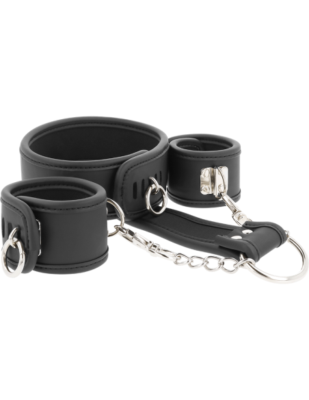 FETISH SUBMISSIVE - VEGAN LEATHER NECKLACE AND HANDCUFFS WITH NOPRENE LINING 6 