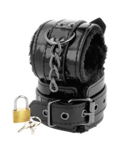 DARKNESS - BLACK ADJUSTABLE LEATHER HANDCUFFS WITH PADLOCK 7 