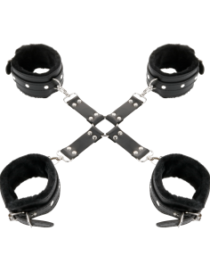 DARKNESS - LEATHER HANDCUFFS FOR FOOT AND HANDS BLACK 9 