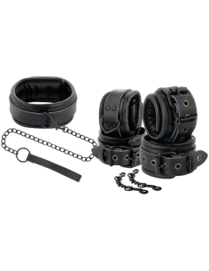 DARKNESS - BLACK LEATHER HANDCUFFS AND COLLAR 11 