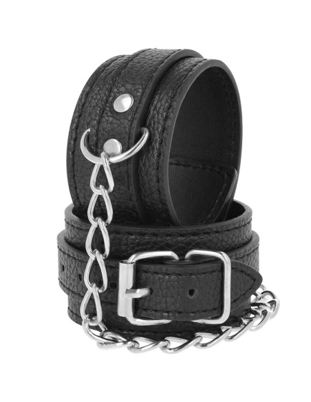 DARKNESS - BLACK TEXTURED LEATHER HANDCUFFS 5 