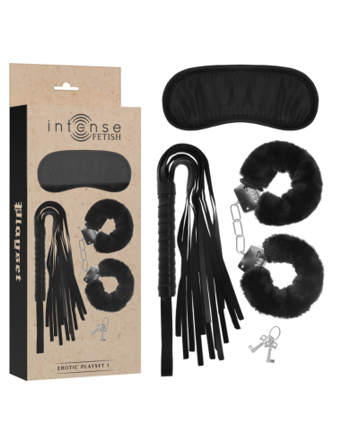 INTENSE - FETISH PLAYSET ÉROTIQUE 1 AVEC MENOTTES, MASQUE AVEUGLE ET FLOGGER 6 