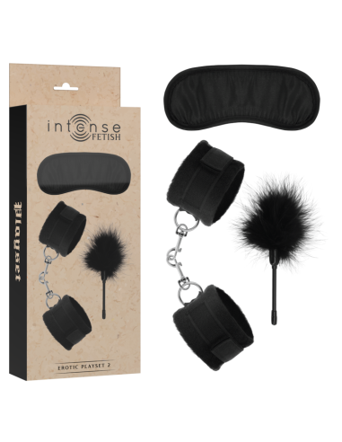 INTENSE - FETISH EROTIC PLAYSET 2 WITH HANDCUFFS, BLIND MASK AND TICKLER 7 