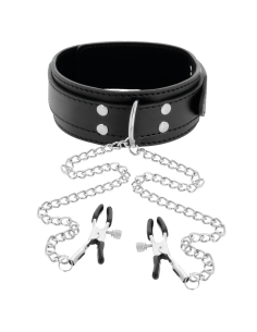 DARKNESS - COLLAR WITH NIPPLE CLAMPS BLACK 5 