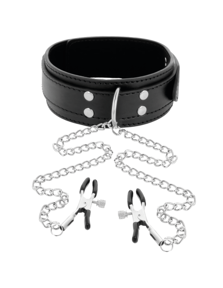 DARKNESS - HALSBAND MIT NIPPELKLAMMERN SCHWARZ 5 