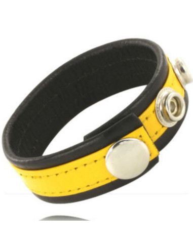 LEATHER BODY - ADJUSTABLE LEATHER STRAP PENIS YELLOW-BLACK 1 