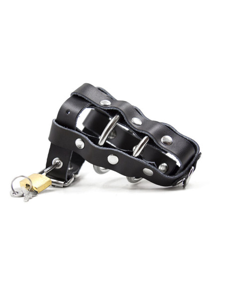 OHMAMA FETISH - LEATHER SHEATH WITH METAL RINGS AND PADLOCK 10 