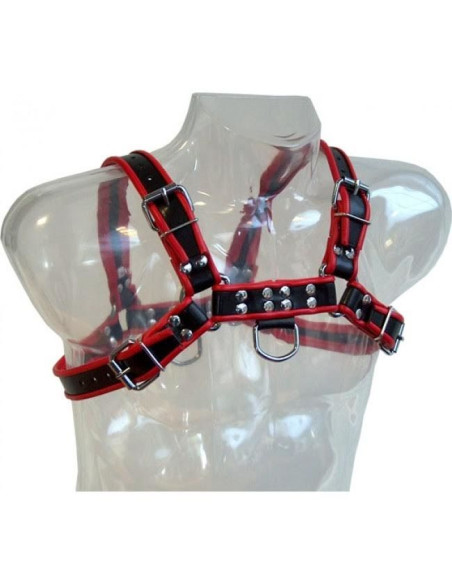 LEATHER BODY - CHAIN HARNESS III BLACK / RED 2 