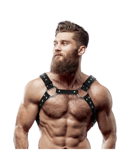 FETISH SUBMISSIVE ATTITUDE - MEN'S ECO-LEATHER CHEST HARNESS WITH STUDS 4 