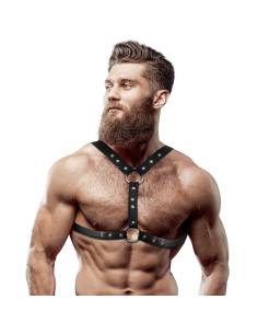 FETISH SUBMISSIVE ATTITUDE - ECO-LEATHER CHEST HARNESS WITH DOUBLE SUPPORT AND STUDS FOR MEN 4 