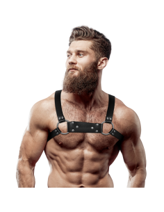 FETISH SUBMISSIVE ATTITUDE - MEN'S ECO-LEATHER BULLDOG CHEST HARNESS SIZE M/L 4 