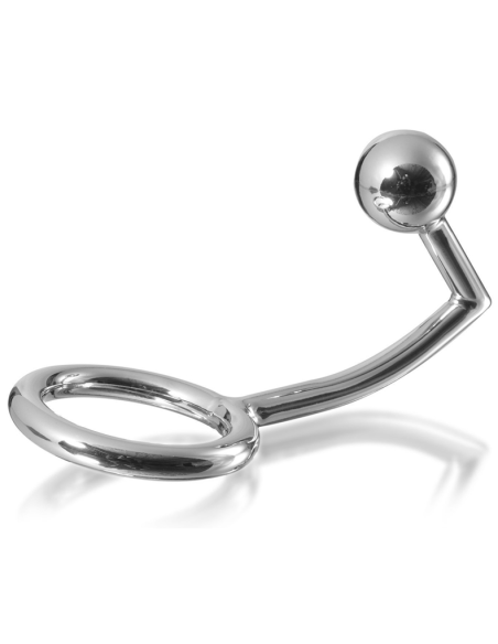 METAL HARD - COCK RING RING WITH ANAL INTRUDER HOOK 40MM 3 