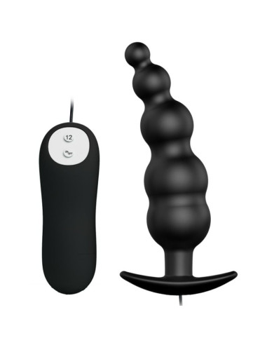 PRETTY LOVE - ANAL PLUG SILICONE EXTRA STIMULATION AND 12 VIBRATION MODES BLACK 9 