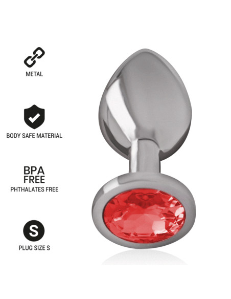 INTENSE - PLUG ANAL EN MÉTAL ALUMINIUM AVEC CRISTAL ROUGE TAILLE S 7 