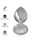 INTENSE - ALUMINUM METAL ANAL PLUG WITH SILVER CRYSTAL SIZE M 7 