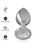 INTENSE - ALUMINUM METAL ANAL PLUG WITH SILVER CRYSTAL SIZE L 7 