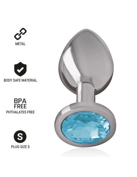 INTENSE - PLUG ANAL EN MÉTAL ALUMINIUM AVEC CRISTAL BLEU TAILLE S 7 